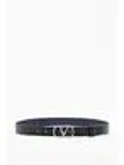 Valentino Garavani Vlogo Leather Reversible Belt In Black