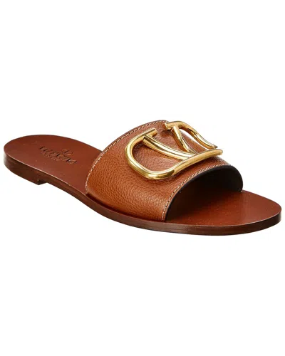 Valentino Garavani Valentino Vlogo Leather Sandal In Brown