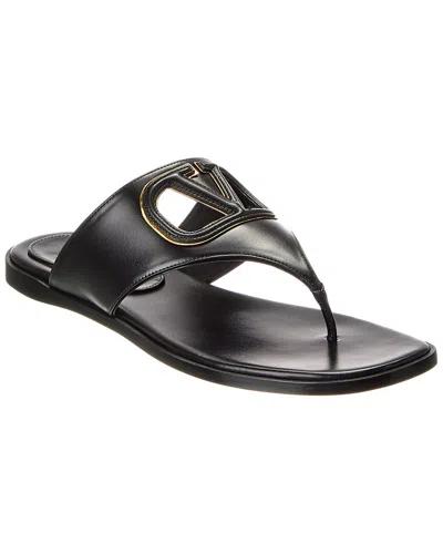 Valentino Garavani Valentino Vlogo Leather Sandal In Black