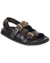 Valentino 'vlogo Locker' Flat Sandals With Gold-tone Hardware In Black
