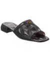 Valentino Black Quilted Nappa Leather Quiltie 67 Slide Sandals In Black