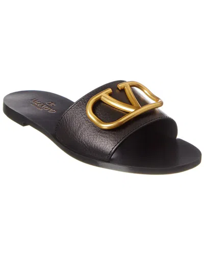 Valentino Garavani Valentino Vlogo Leather Sandal In Black