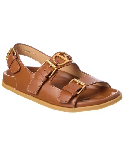 Valentino Garavani Valentino Vlogo Leather Sandal In Brown