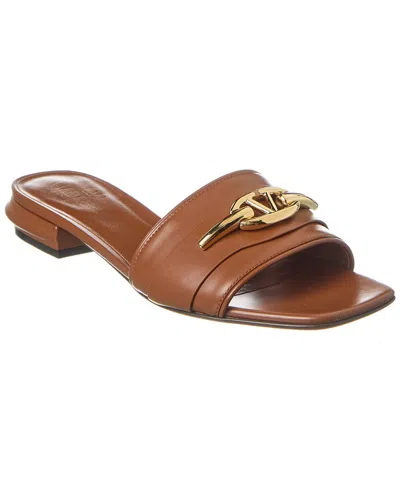 Valentino Garavani Valentino Vlogo Leather Sandal In Brown