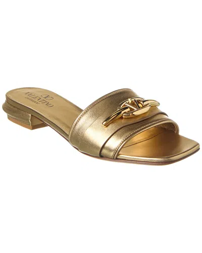 Valentino Garavani Valentino Vlogo Leather Sandal In Gold