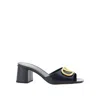Valentino Black Vlogo Signature Slide Heeled Sandals In Multi