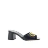 Valentino Black Vlogo Signature Slide Heeled Sandals In Multi