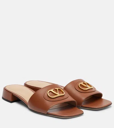 Valentino Garavani Vlogo Leather Sandals In Brown