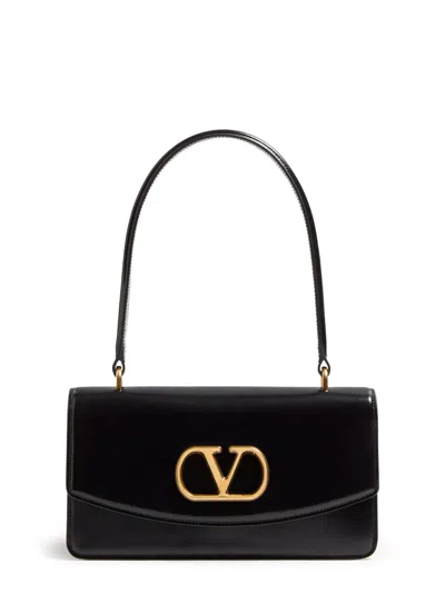 Valentino Garavani Vain Vlogo Leather Top-handle Bag In Black