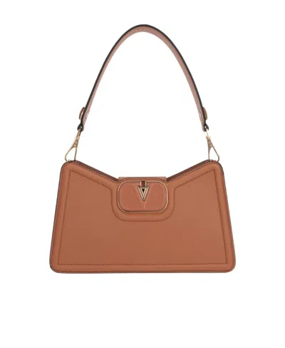 Valentino Garavani Vlogo Leather Shoulder Bag In Brown