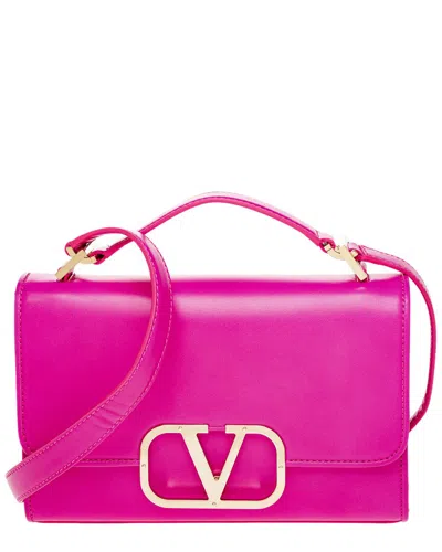 Valentino Garavani Valentino Vlogo Leather Shoulder Bag In Pink