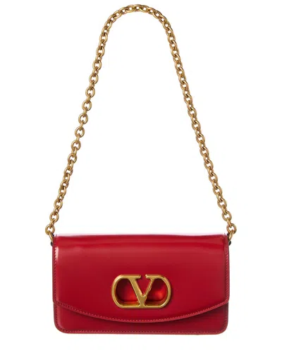 Valentino Garavani Valentino Vlogo Leather Shoulder Bag In Red