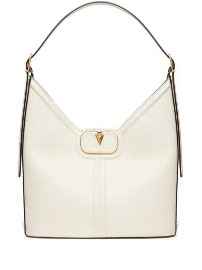 Valentino Garavani Vlogo Leather Tote Bag In Ivory