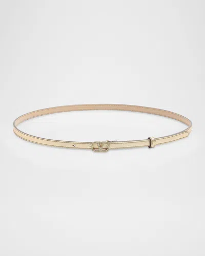 Valentino Garavani Vlogo Leather Signature Belt In Rose Canne