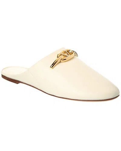 Valentino Garavani Valentino Vlogo Leather Slide In White