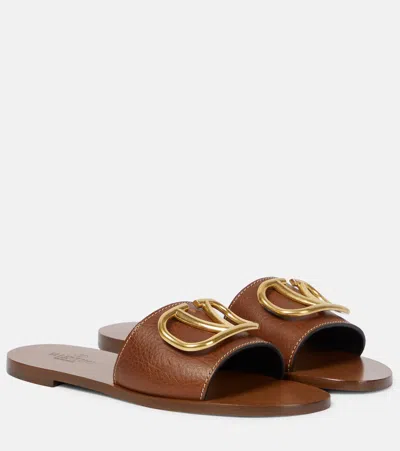 Valentino Garavani Women Vlogo Signature Leather Sandals In Brown