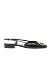 Valentino Vlogo Leather Slingback Ballerina Shoes In Black
