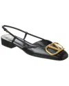 Valentino Vlogo Leather Slingback Ballerina Shoes In Black