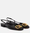 Valentino Vlogo Leather Slingback Ballerina Shoes In Black
