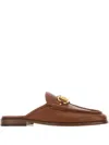 Valentino Garavani Men Brown Leather Vlogo Slippers In Brown