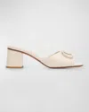 Valentino Garavani White Mules With Vlogo Cut-out On The Front In Leather Woman In Light Ivory