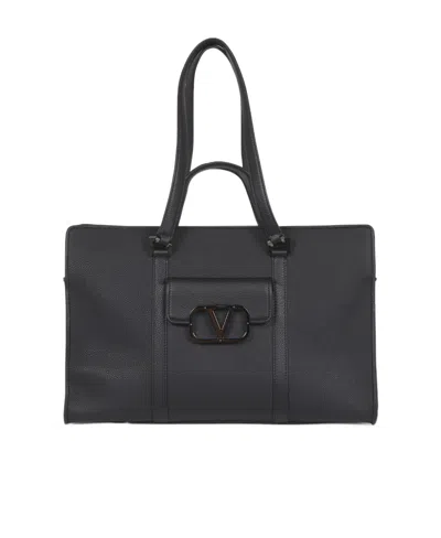 Valentino Garavani Vlogo Leather Tote Bag