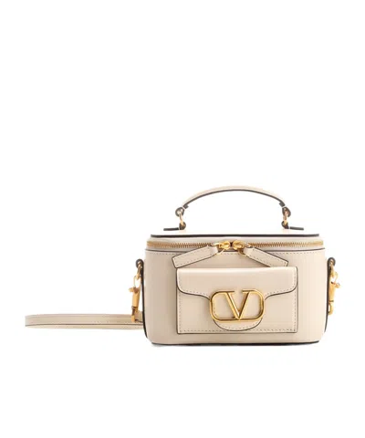 Valentino Garavani Vlogo Leather Tote Bag In Nude