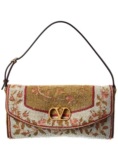 Valentino Garavani Valentino Vlogo Leather-trim Shoulder Bag In Multi