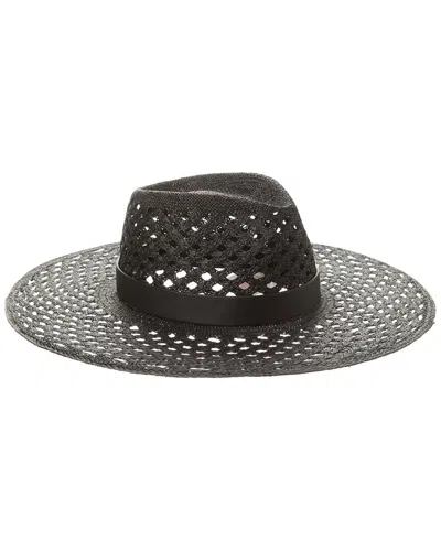 Valentino Garavani Valentino Vlogo Leather-trim Straw Hat In Black