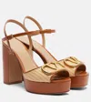 Valentino Garavani Vlogo Signature Platform Sandal In Raffia 115mm Woman Beige 42 In Brown