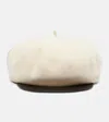 Valentino Vlogo Leather-trimmed Wool Newsboy Cap In White