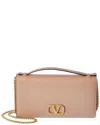 Valentino Garavani Vlogo Signature Grainy Calfskin Wallet With Chain Woman Rose Cannelle Uni In Beige