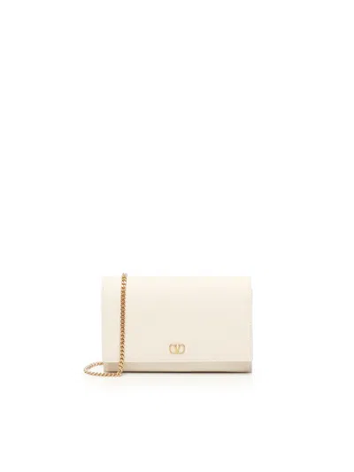 Valentino Garavani Vlogo Leather Wallet With Chain In White