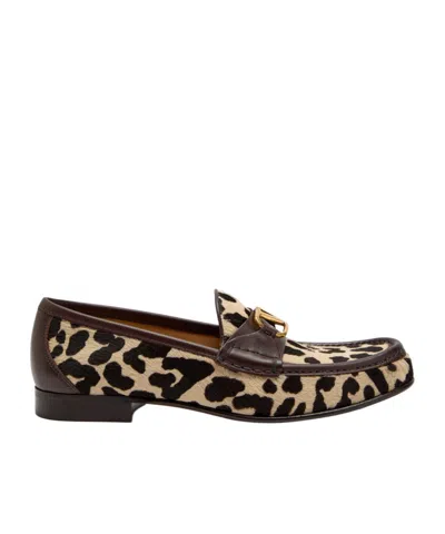 Valentino Garavani Vlogo Leopard-print Calf-hair Loafers In Animal Print