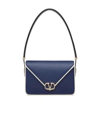 Valentino Garavani Vlogo Letter Two-tone Bag In Blue