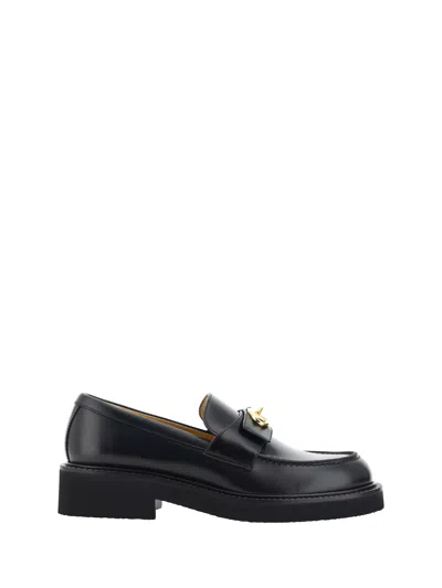Valentino Garavani 40mm Vlogo Leather Loafers In Black