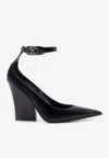 Valentino Vlogo Lockette 105 Patent Leather Wedges In Black