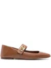 Valentino Vlogo Locker Ballerina Shoes In Brown
