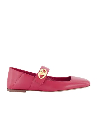 Valentino Garavani Vlogo Locker Ballerina Shoes In Pink