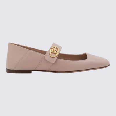 Valentino Garavani Vlogo Locker Ballerinas In Beige Rose