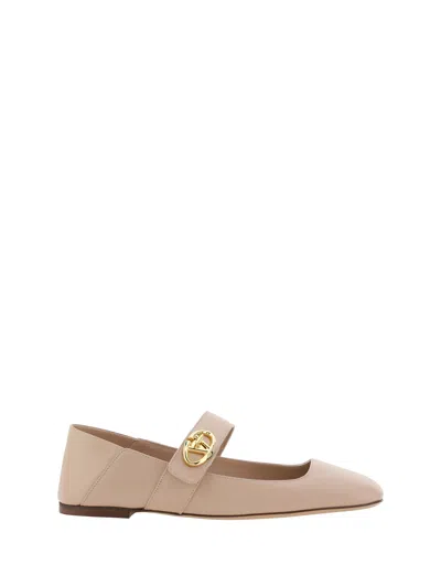 Valentino Garavani Vlogo Locker Mary-jane Leather Ballet Flats In Pink