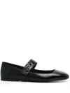Valentino Garavani Vlogo Locker Mary-jane Ballerina In Eel With Flower Application Woman Black 37.5 In Black
