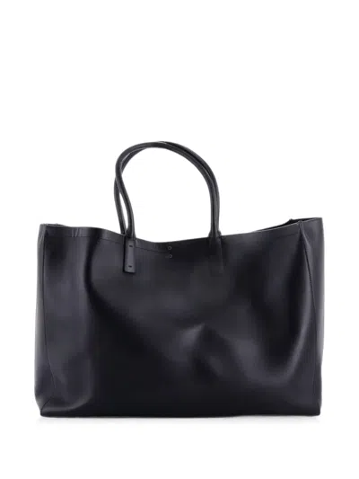 Pre-owned Valentino Garavani Vlogo Locker Leather Large Tote Bag In Black