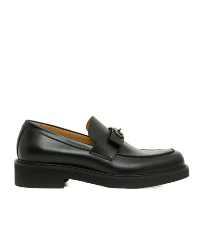 Valentino Garavani Vlogo Locker Leather Loafers In Black