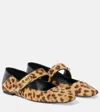 Valentino Vlogo Locker Collapsible-heel Leather-trimmed Leopard-print Calf Hair Ballet Flats In Braun
