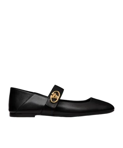 VALENTINO GARAVANI VALENTINO VLOGO LOCKER MARY-JANE SQUARE TOE BALLERINA SHOES