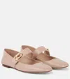 Valentino Vlogo Locker Mary-jane Leather Ballet Flats In Pink