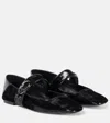 Valentino Garavani Vlogo Locker Mary-jane Ballerina In Eel With Flower Application Woman Black 37.5 In Schwarz