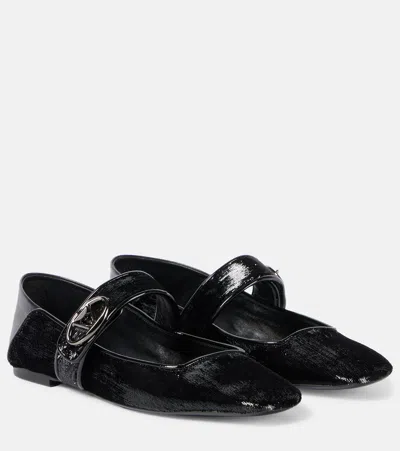 Valentino Garavani Vlogo Locker Mary-jane Ballerina In Eel With Flower Application Woman Black 37.5