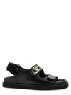 Valentino 'vlogo Locker' Flat Sandals With Gold-tone Hardware